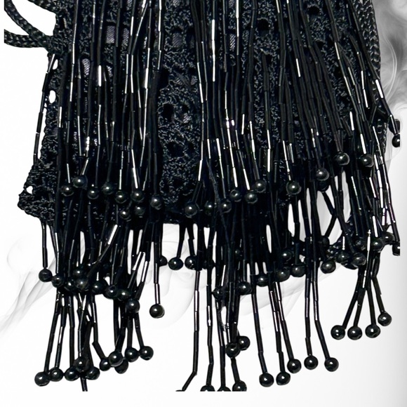 Gorgeous Beaded Bag Satchel Crossbody Black Beads Evening Flapper - Picture 5 of 10